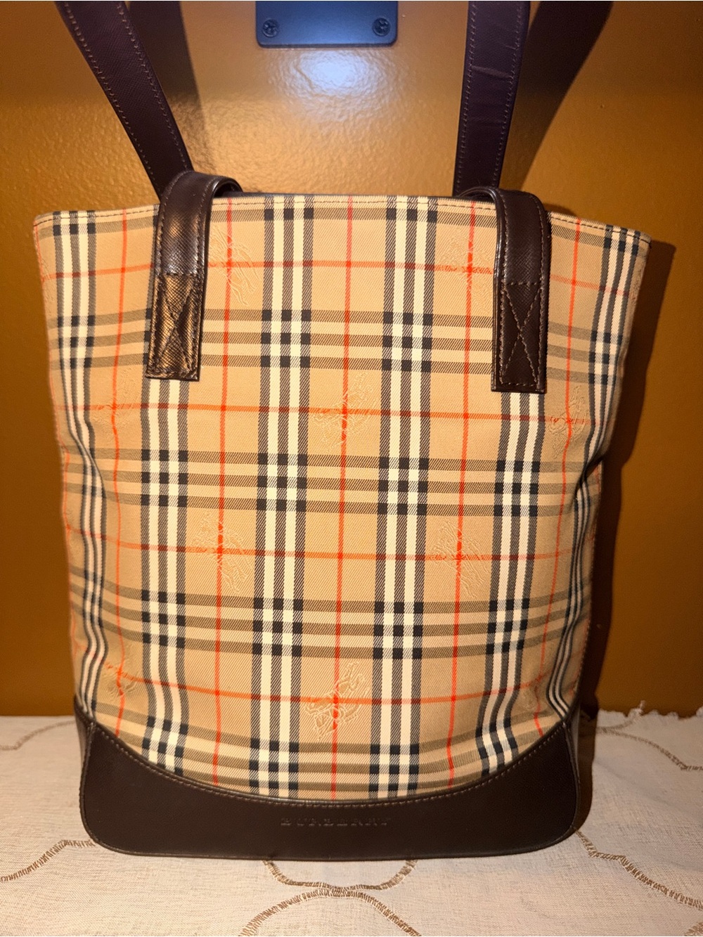 Burberry Haymarket Check Canvas Tote Bag